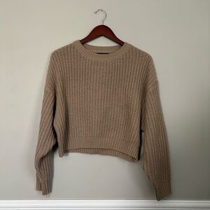 SHEIN Classic Beige Knit Cropped Sweater | Size L